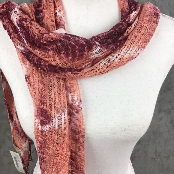 Collection 18 Women’s Rose Quartz Tie Dye Scarf Fringe Wrap 12x80 NWT - Picture 11 of 16